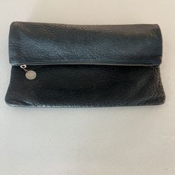 Clare V Black Leather Textured Clutch 