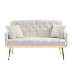 NEW Cream White Teddy Fabric 2 seater sofa for Living Room and Bedroom with legs