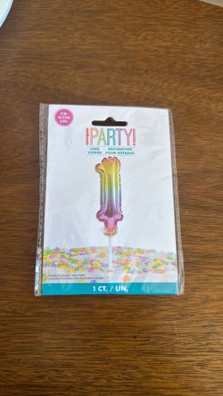 New In Package Unique Party 5 Inch Rainbow Number 1 Cake Topper Balloon Party Decoration