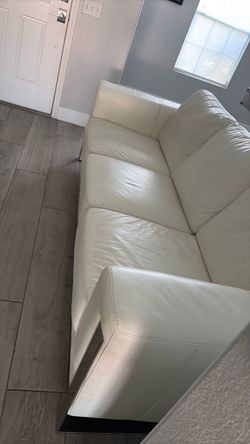 White Leather 3-Seat Sofa
