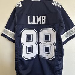 CEEDEE LAMB SIGNED DALLAS COWBOYS AUTOGRAPHED CUSTOM FOOTBALL JERSEY W/COA  647