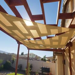 New In Box $10 Each 12x12x17 Feet Triangular Sun Shade Sail Tan Gray Terracotta Or Cream Color Available Ropes Included 