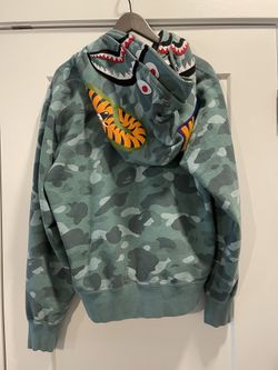 Bape double Hoodie Camo shark green