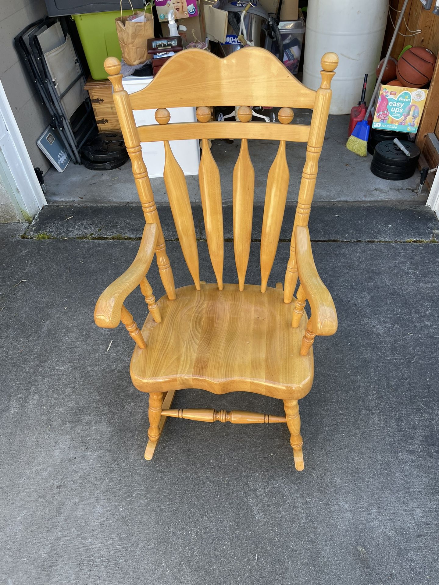 Beautiful Oak Sturdy Polish Made Rocking Chair.