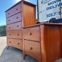 Solid Wood Dresser Set – Tall Chest & Lowboy