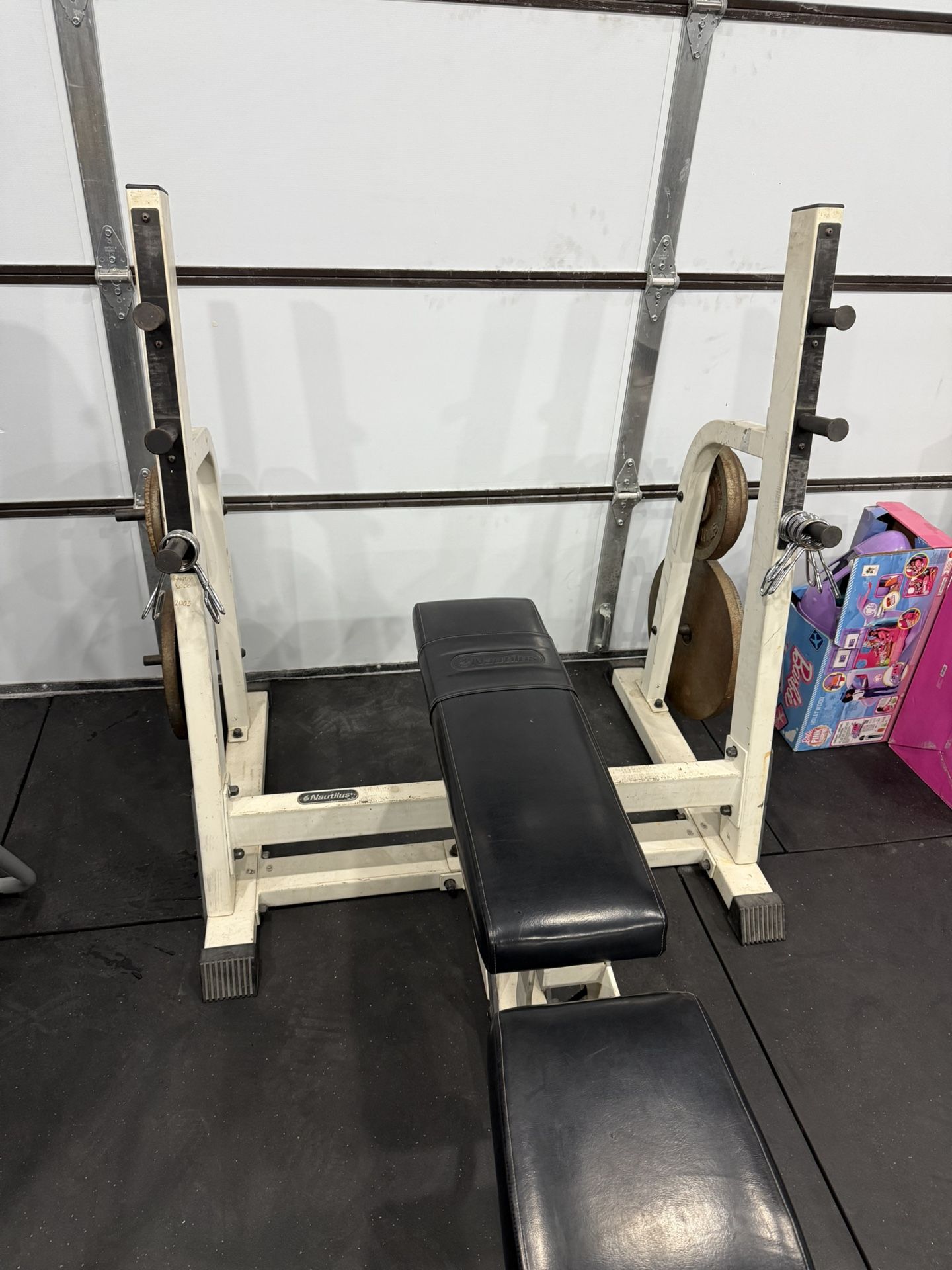 Nautilus Weight Bench And Weights And Bar