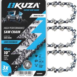 10 Inch Chainsaw Chain 3/8" LP Pitch, 050" Gauge, 40 Drive Links, German Steel, fits MAKITA, ECHO, Remington RM1035P, Worx WG309, Sun Joe SWJ803E, Cra