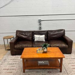 RH Brompton Style Italian Leather Sofa (Delivery Available)