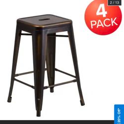 4 Pack 24" Distressed Copper Bar Stools