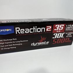 Dynamite Reaction2 11.1V 5000mAh 3S 30C LiPo Case Deans DYNB5033HD Car Batteries