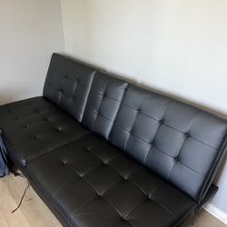 Black Futon Leather Couch