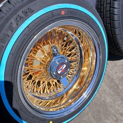 Chevrolet Impala Ss Wire Wheels 13x7 Gold And Tires 155 80R13 $1900 Set Of Four 