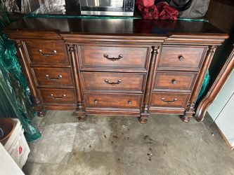 Large Wood Dresser with 9 Drawers