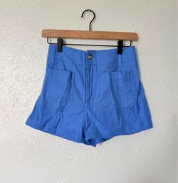 Mauve Anthropologie the college linen/Viscose Blue High rise shorts size 26