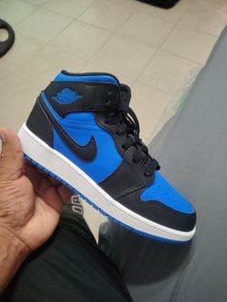 Air Jordan 1 Mid Royal Blue Black Sneakers