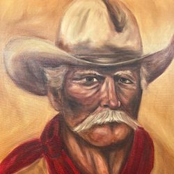 Original Oil Painting “Western Man”-Located in Shelton