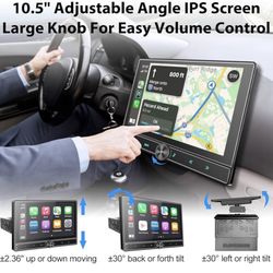Detachable and Adjustable 10.5" HD IPS Large Screen Single Din Car Stereo - CarPlay, Android Auto, Steering Wheel, Bluetooth, Subw, Mirror Link, FM/AM