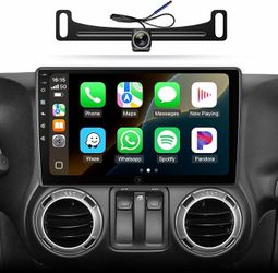 Car Stereo Radio Jeep Wrangler JK 2007-2018, Grand Cherokee 2005-2011 Wireless Apple CarPlay Android Auto, 10.2” Touch Screen Head Unit, Backup Camera