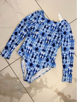 Long Sleeve Tie-Dye One-Piece Swimsuit