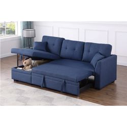 Sleeper Pull Out Sofa Bed Sectional Couch With Reversible Storage Chaise