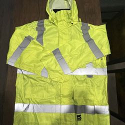 Viking 150D RIP-STOP Open Road Safety Jacket W/Detachable Hoodie Green Size L