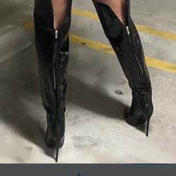 Boots Faux Leather Black Color