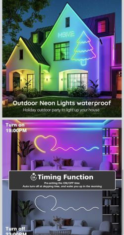 200Ft Neon Rope Lights,Flexible Led Rope Lights Control with App/Remote,Multiple Modes Rope Lights,IP65 Outdoor RGB