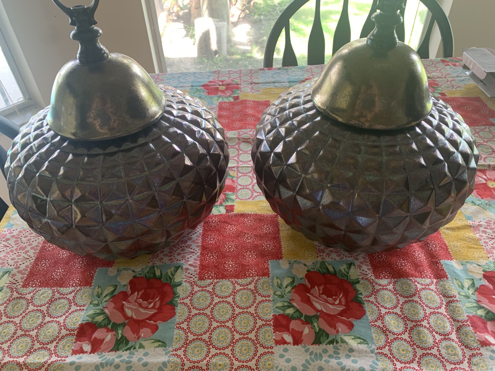 Two pewter jars