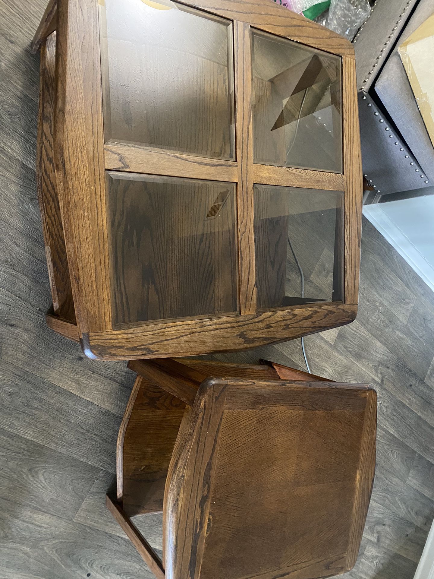 Walnut Glass Top Table/ Coffee End Table