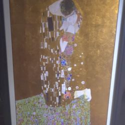 Kiss  by Gustav Klimt Professional Giclee Replica On Wood Board Framed 20" X 28"