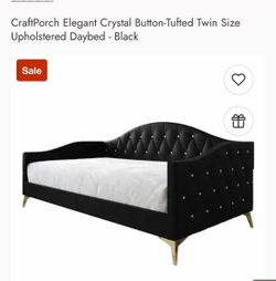 CraftPorch Crystal Button-Tufted Twin Daybed Black
