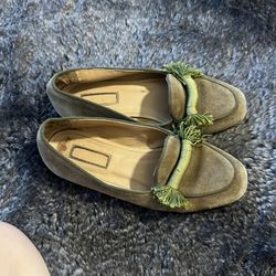 Aquazzura green suede loafer size US 5.5 EU 35.5/36