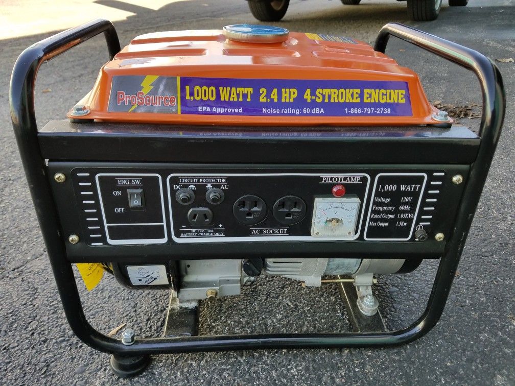 Prosource Generator, 1000 watt, 2.4HP, 4 stroke engine