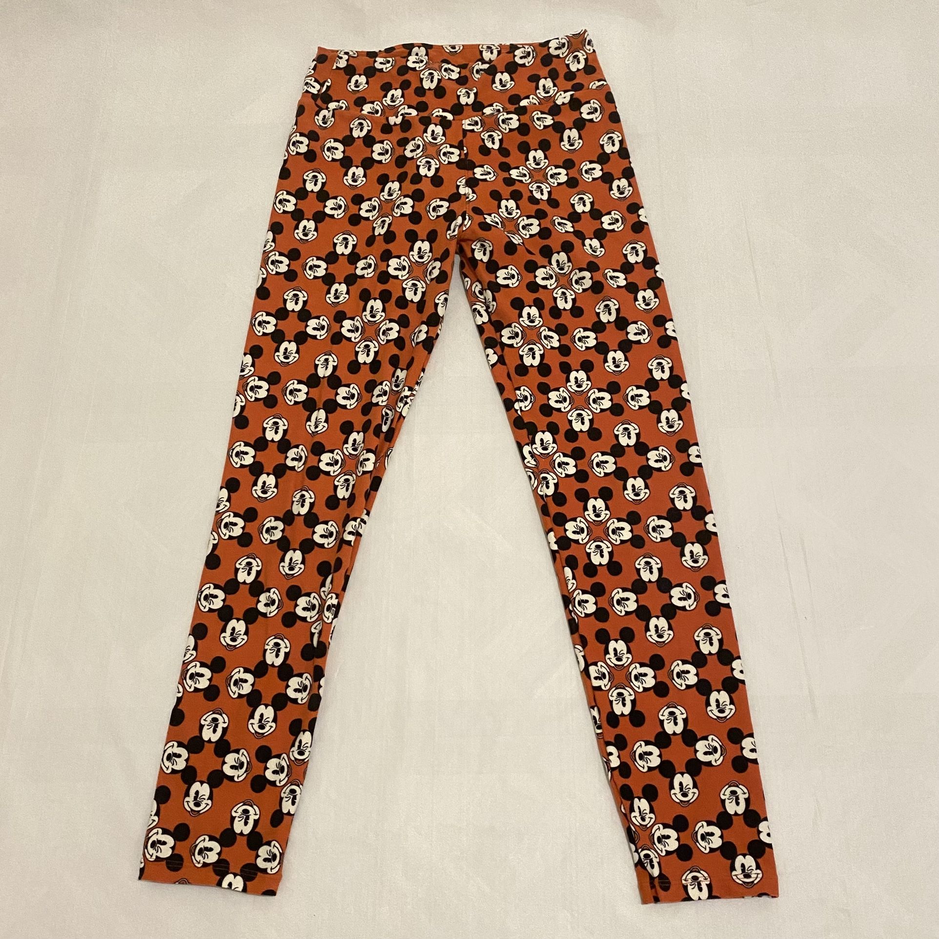 LuLaRoe Disney MICKEY MOUSE Winky Face Orange Leggings One Size S/M/L