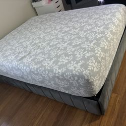 Queen Bed Frame with storage on both sides.  Mattress not included.   