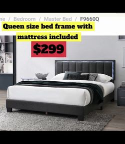 Queen Size Bed Frame With Pillow Top Mattress Included 