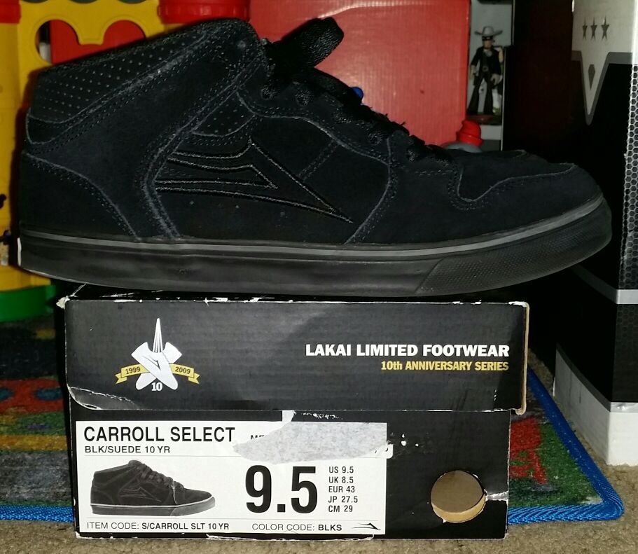 Lakai Carroll select mid size 9.5 black 10 year anniversary