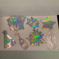 Iridescent Happy Birthday Banner Holographic Garland.   (Y)
