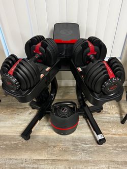 Bowlflex Dumbell Set with Stand and Kettle Bell