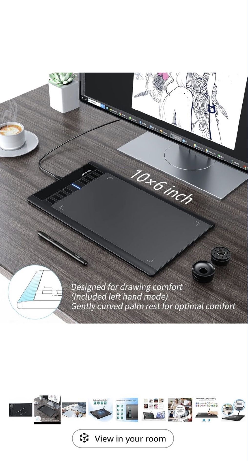 XPPen Star03 V2 Drawing Tablet Graphics Drawing Pen Tablet with 8192 Levels Pen Pressure Battery-Free Stylus Passive Pen Signature Board with 8 Hot Ke