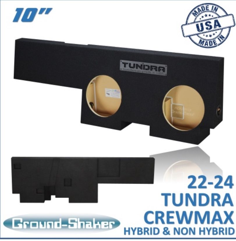 Black 10" Dual Sealed Sub Box, Fits 22-24 Toyota Tundra Crew-Max