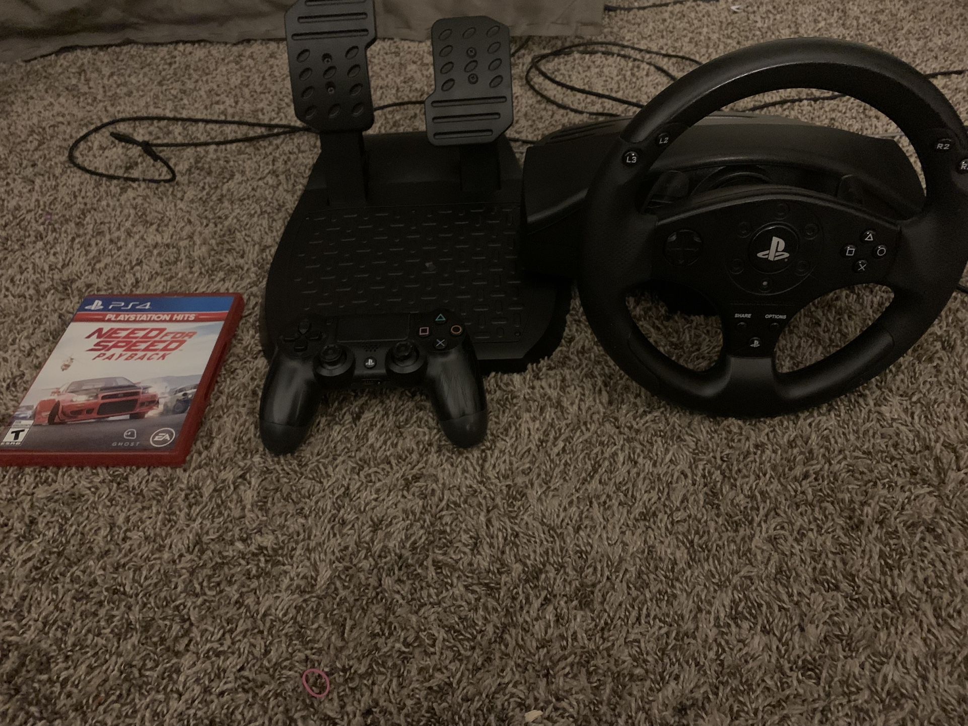 PS4 Steering Wheel With Pedals, Controller, And Game for Sale in