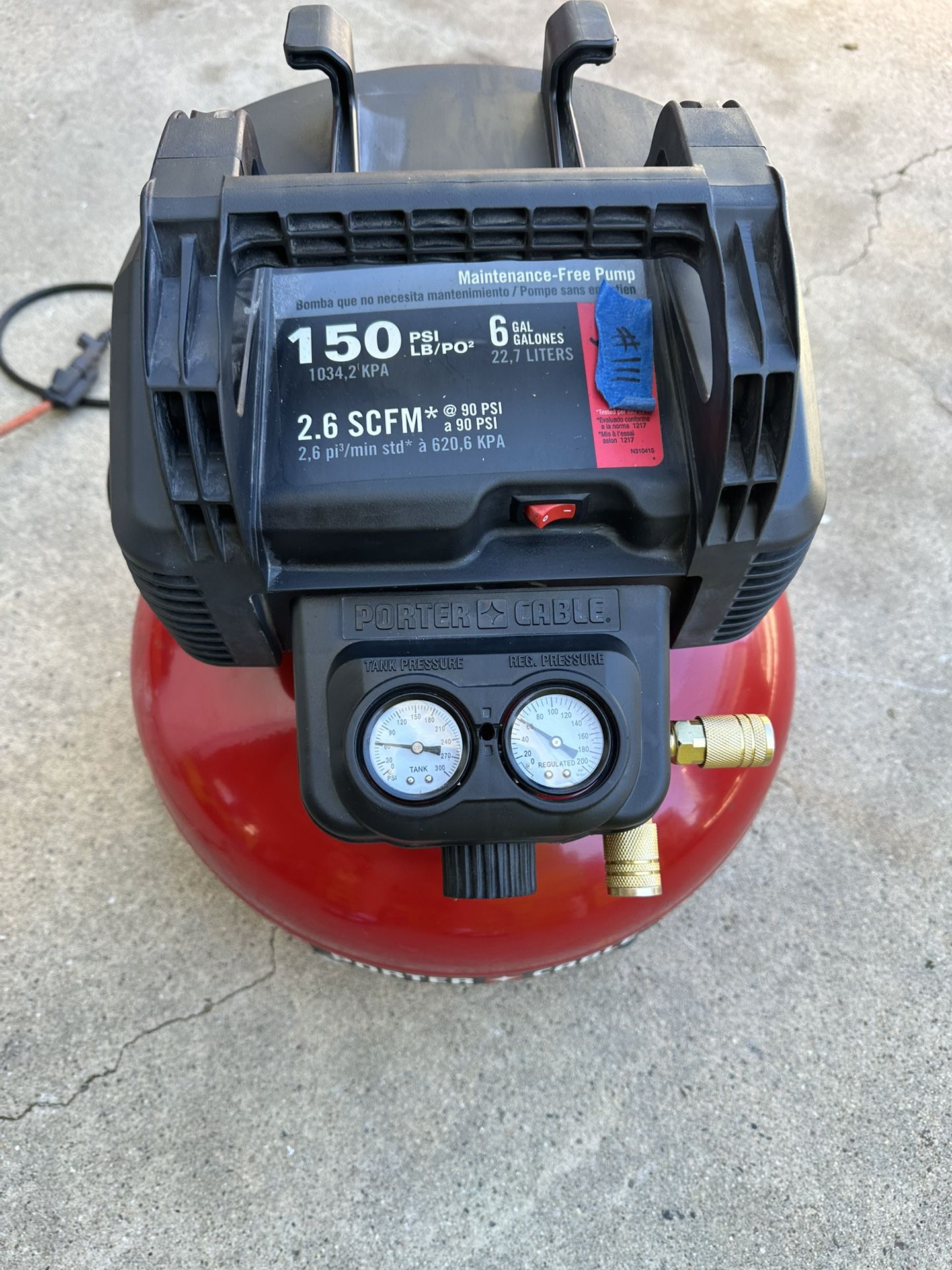 Porter-Cable  6 Gal. 150 PSI Portable Electric Pancake Air Compressor . 