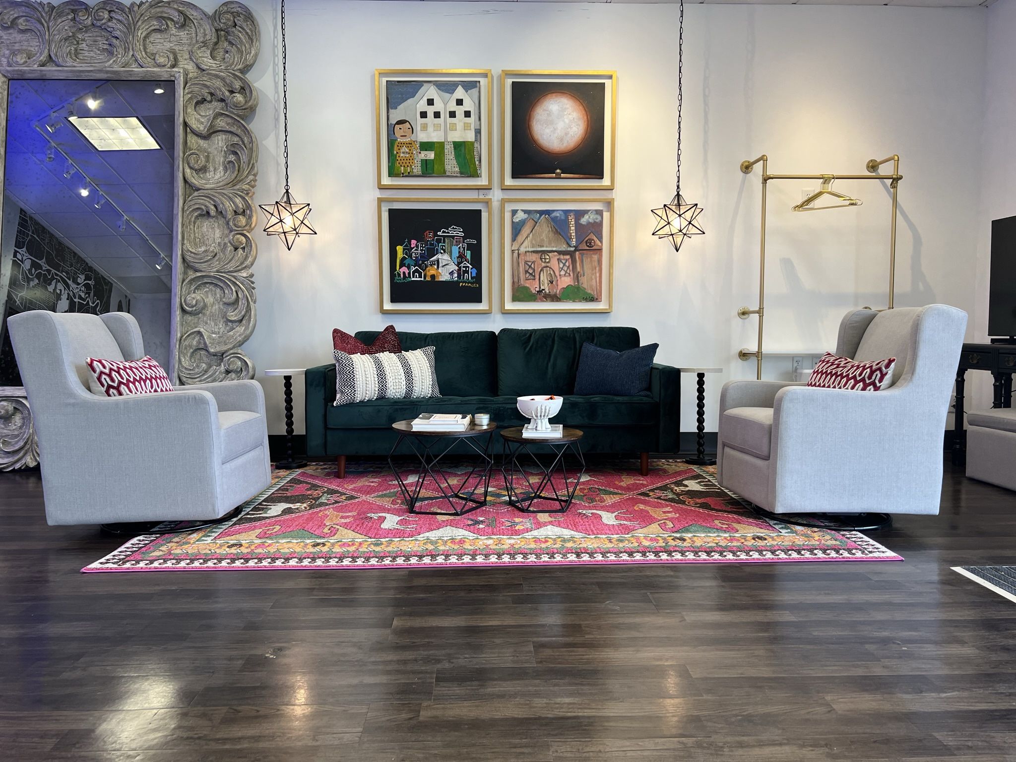 Emerald Green Mid-Century Modern Velvet Sofa