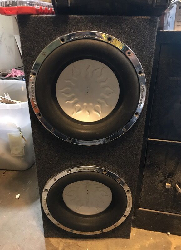 2 12” Audiobahn subwoofers in a box (AW1206Q)