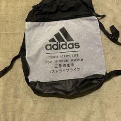 Adidas Gray Black Drawstring Top Handle Bag
