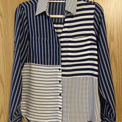 NWT Express Striped Portofino Shirt – Navy & White – Size S