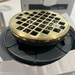 KOHLER 6.5 in. Round Tile-In Shower Drain in Vibrant Moderne Brushed Brass (New) Open Box 