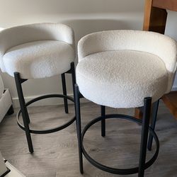 Boucle bar stools / counter stools - set of 2
