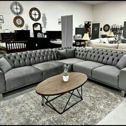 New Brand From Europe 3 Piece Sectional, Beige, Black And Gray Possible 